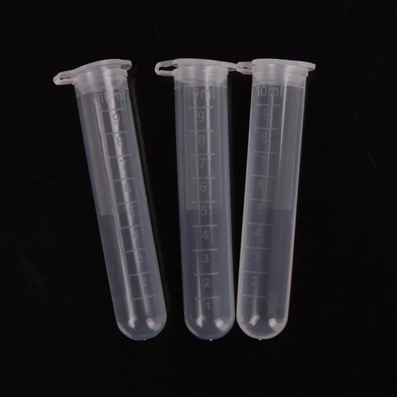 Plastica Provetta trasparente con coperchio 10 ml