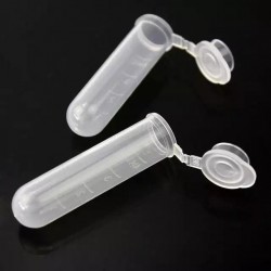Tubo de teste plástico transparente com tampa 5 ml