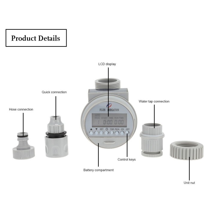 Watering Timer Solar Power Automatic Irrigation Watering Timer Programmable LCD Display Hose Timers Irrigation System - 35.955