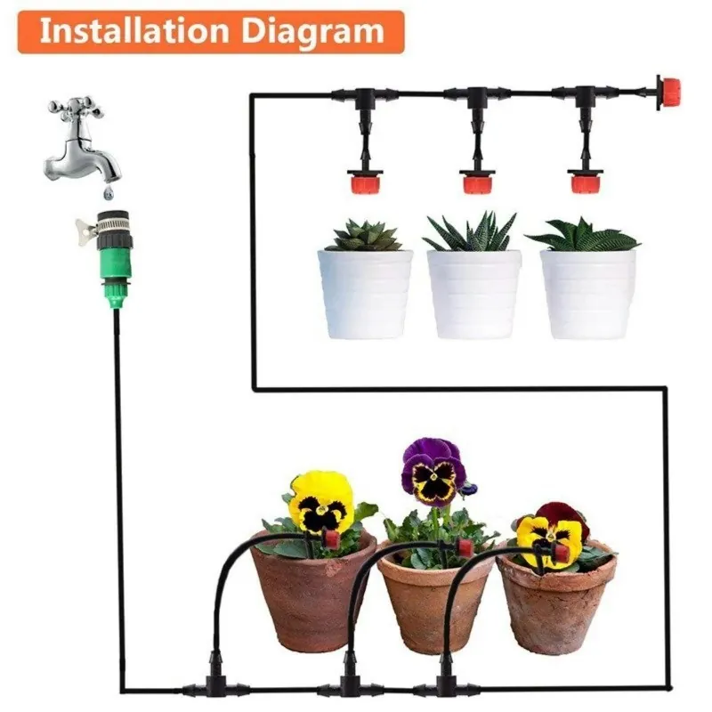 Drip Irrigation System, Automatic Watering with Adjustable Drippers