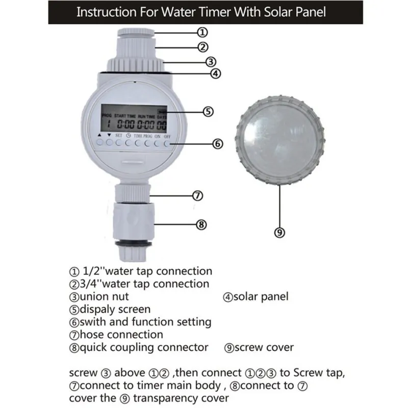 Solar LCD Timer Riego automático recargable automático