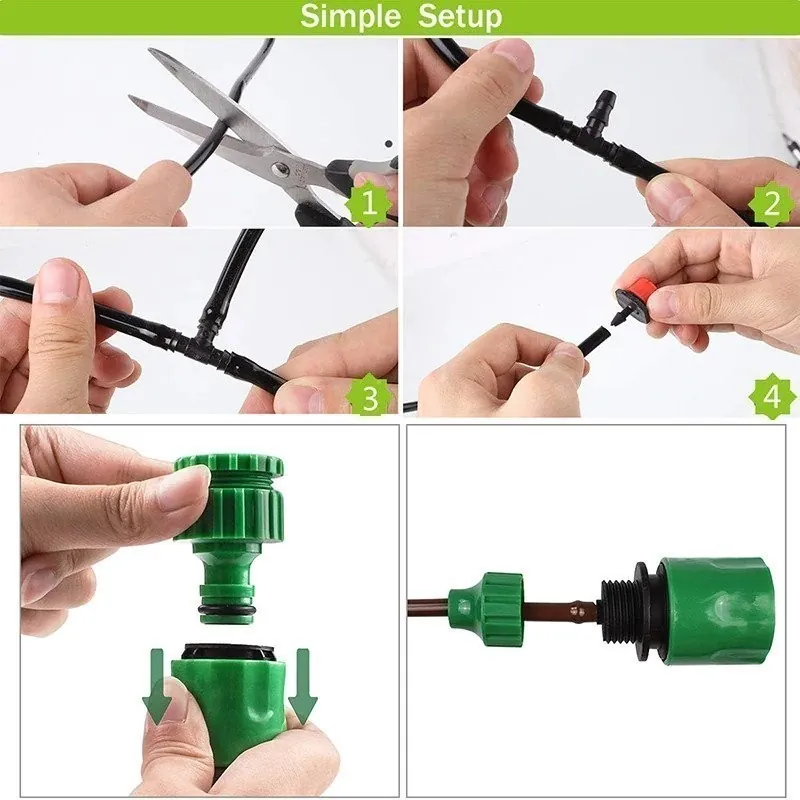 Drip Irrigation System, Automatic Watering with Adjustable Drippers